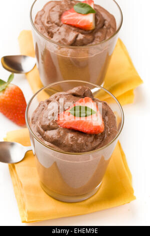 Mousse au Chocolat - Pudding Stockfoto