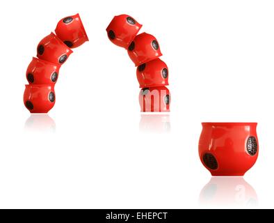 Satz von Tassen auf schwarz und weiß Stockfoto