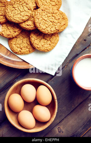 Vogelperspektive Blick auf Cookies und gingersnaps Stockfoto