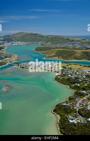 Pauatahanui Inlet, Porirua Harbour, Region Wellington, Nordinsel, Neuseeland - Antenne Stockfoto