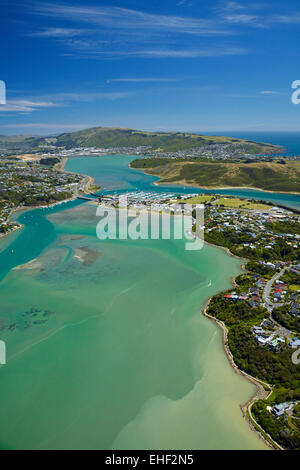 Pauatahanui Inlet, Porirua Harbour, Region Wellington, Nordinsel, Neuseeland - Antenne Stockfoto