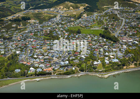 Residential Immobilien in Whitby, Pauatahanui Inlet, Porirua Harbour, Region Wellington, Nordinsel, Neuseeland - Antenne Stockfoto