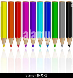 Bleistifte, reflektiert Stockfoto