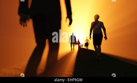 Menschen gehen, um das Licht Stockfoto