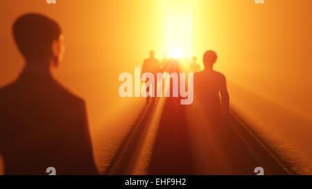 Menschen gehen, um das Licht Stockfoto