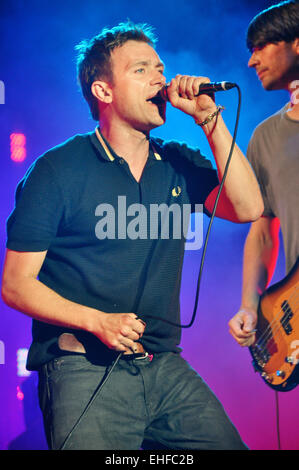 Damon Albarn von Blur live beim Glastonbury Festival, Pilton, Somerset, UK, Juni 2009. Stockfoto