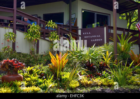 Eingang zum Kula Botanical Garden, Kula, Maui, Hawaii, USA Stockfoto