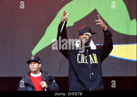 Wu-Tang Clan live auf der Pyramide-Bühne beim Glastonbury Festival Freitag, 24. Juni 2011. Stockfoto