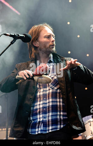 Radiohead Überraschungsgäste auf der Park-Bühne beim Glastonbury Festival Freitag, 24. Juni 2011. Stockfoto