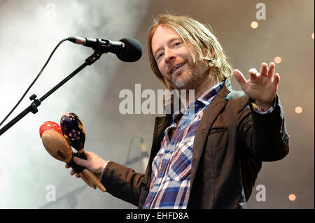 Radiohead Überraschungsgäste auf der Park-Bühne beim Glastonbury Festival Freitag, 24. Juni 2011. Stockfoto