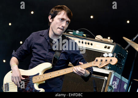 Radiohead Überraschungsgäste auf der Park-Bühne beim Glastonbury Festival Freitag, 24. Juni 2011. Stockfoto