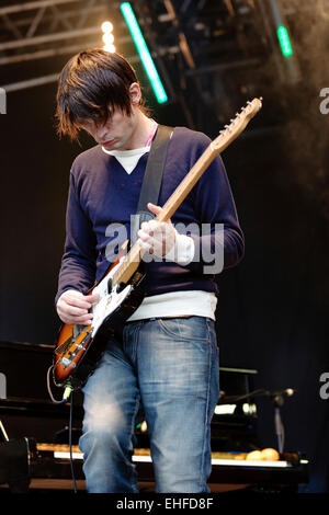 Radiohead Überraschungsgäste auf der Park-Bühne beim Glastonbury Festival Freitag, 24. Juni 2011. Stockfoto