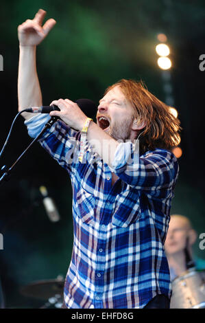 Radiohead Überraschungsgäste auf der Park-Bühne beim Glastonbury Festival Freitag, 24. Juni 2011. Stockfoto