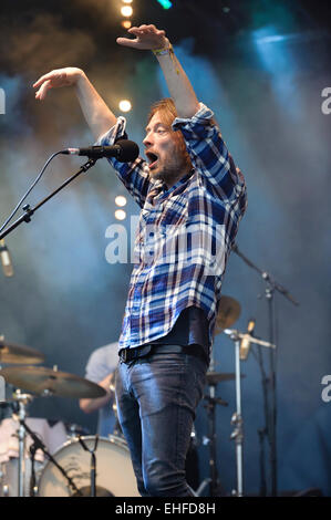 Radiohead Überraschungsgäste auf der Park-Bühne beim Glastonbury Festival Freitag, 24. Juni 2011. Stockfoto