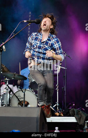 Radiohead Überraschungsgäste auf der Park-Bühne beim Glastonbury Festival Freitag, 24. Juni 2011. Stockfoto