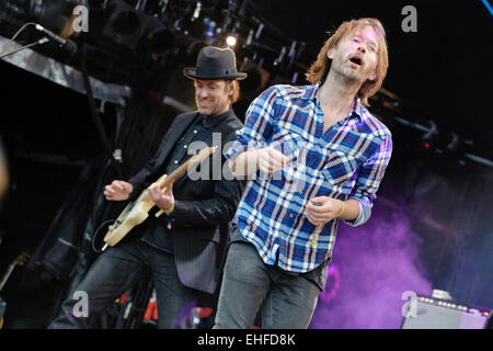 Radiohead Überraschungsgäste auf der Park-Bühne beim Glastonbury Festival Freitag, 24. Juni 2011. Stockfoto