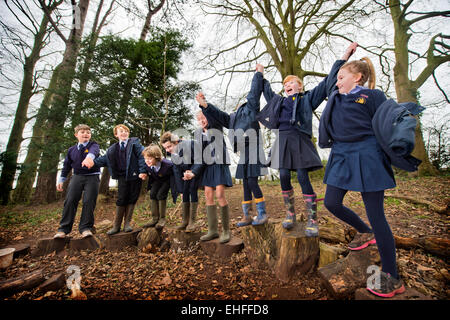 Sidcot Schule in Winscombe, North Somerset, die auf die Quäker Philosophie zur Bildung - Jahr 6 Schüler tun Feld ausgeführt wird arbeite ich Stockfoto