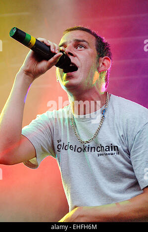 Goldie Looking Chain live auf der Bühne bei Grolsch Summer Set in Bristol. Stockfoto