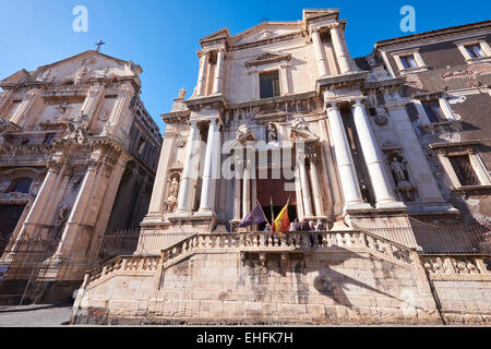 Chiesa San Francesco Borgia neben San Benedetto.  Sakralarchitektur in Catania, Sizilien, Italien. Stockfoto