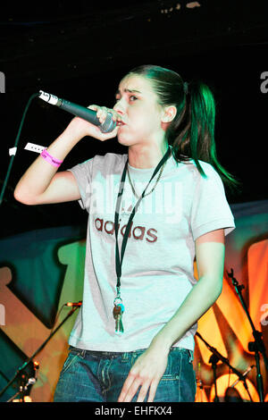 Lady Sovereign live beim Cross Central Festival am Kings Cross waren Yard in London. Stockfoto