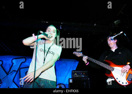 Lady Sovereign live beim Cross Central Festival am Kings Cross waren Yard in London. Stockfoto