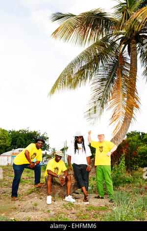 Von links nach rechts: Norman Jay Trevor Nelson Jazzie B David Rodigan. Stockfoto