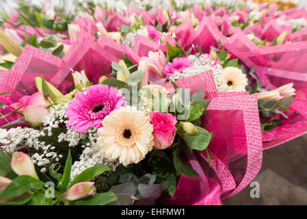 Bedfordshire, UK. 13. März 2015. Eine Masse von bunten Blumen sind im Verkauf bei Savin Blume Großhändler in der Nähe von Sandy, Bedfordshire in Bereitschaft zum Muttertag ist am Sonntag, 15. März.  Temperaturgeregelte Lagerraum enthält Tausende von Blumen und Blumensträuße für die Verteilung an lokalen Floristen und Einzelhändler in Bereitschaft für den erwarteten Ansturm auf Blumen wie an diesem Wochenende präsentiert zu kaufen. Bildnachweis: Julian Eales/Alamy Live-Nachrichten Stockfoto