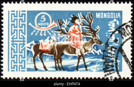 Mongolei - ca. 1961: Briefmarke gedruckt in der Mongolei Stockfoto