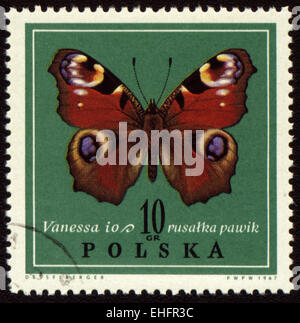 Polen - CIRCA 1967: Briefmarke gedruckt in Polen zeigt Schmetterling Vanessa Stockfoto