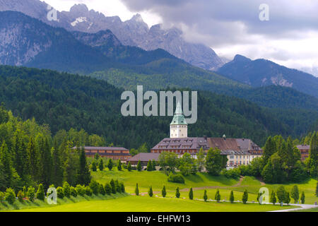 Schloss und Hotel Elmau ist der Ort für die G7-Treffen im Juni 2015 in Bayern, Deutschland Stockfoto