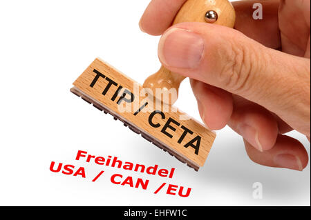 CETA und TTIP transatlantischen Handels- und Investitionsabkommen Partnerschaft Stockfoto