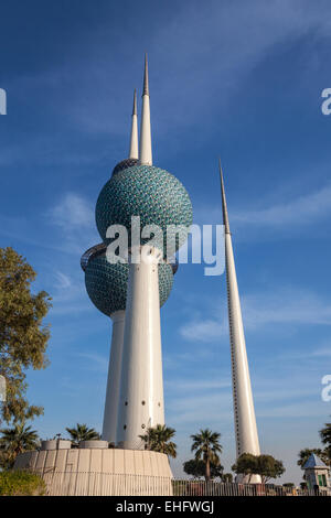 Die berühmten Kuwait Towers in Kuwait-Stadt, Nahost Stockfoto