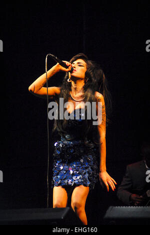 Amy Winehouse bei Glastonbury 2008. Stockfoto