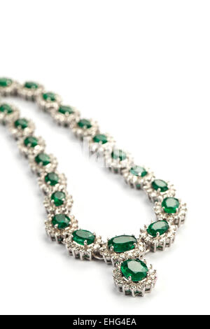 Smaragd und Diamanten Halskette. Stockfoto