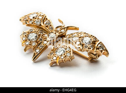 Diamant und Gold Schmetterling Brosche. Stockfoto
