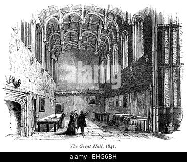 Gravur im Inneren der großen Halle von Crosby Ort (Crosby Hall) 1841 an hochauflösenden aus einem Buch gescannt gedruckt im Jahre 1867. Stockfoto