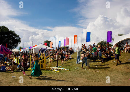 Breite Schuss von The Secret Garden Party Festival England. Stockfoto