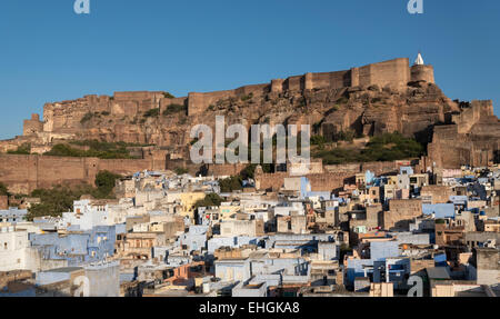 Mehrangarh Fort und Blue City, Jodhpur, Rajasthan, Indien Stockfoto