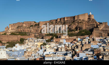 Mehrangarh Fort und Blue City, Jodhpur, Rajasthan, Indien Stockfoto