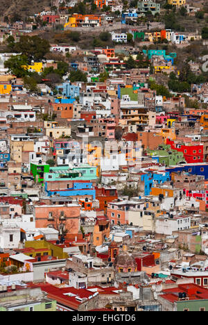 Guanajuato baute eine Stadt von Farbe auf einem Hügel Mexiko Stockfoto