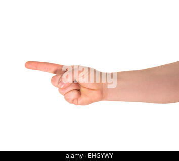 Einem Finger Geste Handzeichen isoliert Stockfoto