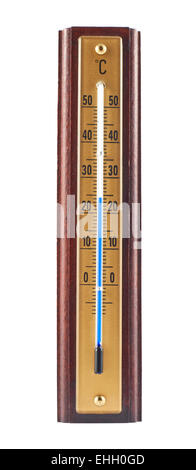 Hölzerne celsius Thermometer isoliert Stockfoto