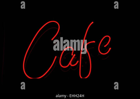 Cafe Zeichen in rot mit schwarzem Hintergrund