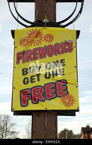 "Feuerwerk" kaufen ein erhalten Sie eine kostenlose Anmeldung, Lancashire, UK Stockfoto