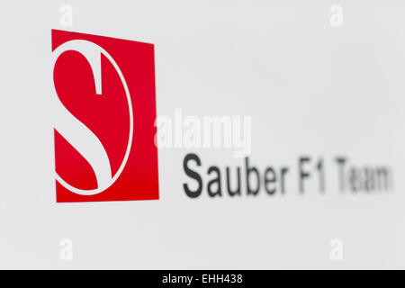 Albert Park, Melbourne, Australien. 14. März 2015. Sauber-Team Beschilderung an der 2015 Australian Formula One Grand Prix im Albert Park in Melbourne, Australien. Sydney Low/Cal Sport Media/Alamy Live-Nachrichten Stockfoto