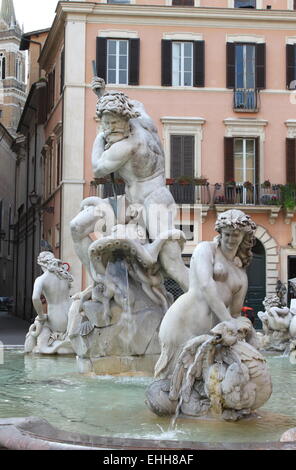 Marmorbrunnen im Navona Quadrat von Rom Stockfoto