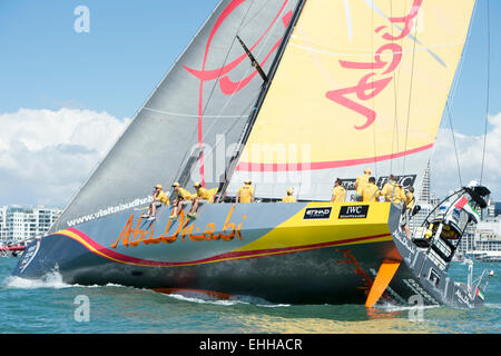 Auckland, Neuseeland. 14. März 2015. Volvo Ocean Race, NZ Herald In Port-Race, Auckland. Abu Dhabi-Racing. 14.03.2015 Credit: Chris Cameron/Alamy Live-Nachrichten Stockfoto