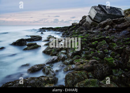 Bunker an der Küste von Wimereux, Frankreich Stockfoto