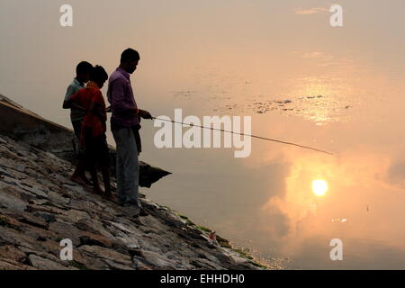 Angeln, Chilika, See Odisha Indien Stockfoto