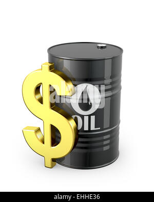 Barrel Öl und Dollar-Zeichen Stockfoto